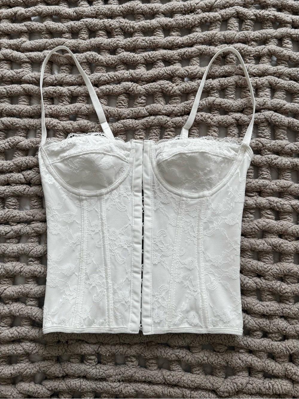 White Lace Corset Top Urban Outfitters Dupe Sexy Bustier Tank Top Size XS EUC
